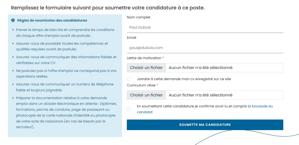 Formulaire de soumission de candidature